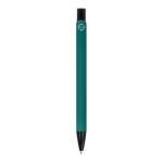 Gerecyclede aluminium pen met zwarte clip en blauwe inkt kleur donkergroen vierde weergave