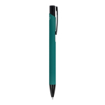 Gerecyclede aluminium pen met zwarte clip en blauwe inkt kleur donkergroen vijfde weergave