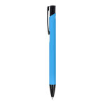 Gerecyclede aluminium pen met zwarte clip en blauwe inkt kleur lichtblauw derde weergave