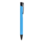 Gerecyclede aluminium pen met zwarte clip en blauwe inkt kleur lichtblauw vijfde weergave