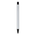 Gerecyclede aluminium pen met zwarte clip en blauwe inkt kleur zwart / grijs vierde weergave