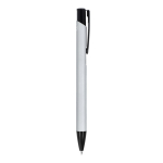 Gerecyclede aluminium pen met zwarte clip en blauwe inkt kleur zwart / grijs vijfde weergave