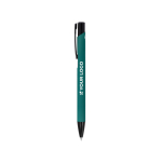 Gerecyclede aluminium pen met zwarte clip en blauwe inkt met afdrukgebied