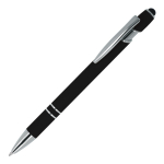 Pen van gerecycled aluminium met stevige clip en blauwe inkt kleur zwart