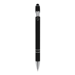 Pen van gerecycled aluminium met stevige clip en blauwe inkt kleur zwart vierde weergave
