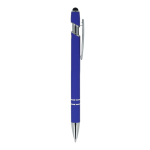 Pen van gerecycled aluminium met stevige clip en blauwe inkt kleur blauw vijfde weergave