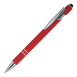 Pen van gerecycled aluminium met stevige clip en blauwe inkt kleur rood