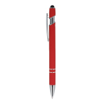 Pen van gerecycled aluminium met stevige clip en blauwe inkt kleur rood derde weergave