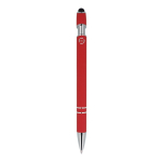 Pen van gerecycled aluminium met stevige clip en blauwe inkt kleur rood vierde weergave