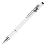 Pen van gerecycled aluminium met stevige clip en blauwe inkt kleur wit
