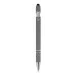 Pen van gerecycled aluminium met stevige clip en blauwe inkt kleur grijs vierde weergave