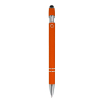 Pen van gerecycled aluminium met stevige clip en blauwe inkt kleur oranje vierde weergave