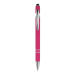 Pen van gerecycled aluminium met stevige clip en blauwe inkt kleur roze tweede weergave