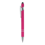 Pen van gerecycled aluminium met stevige clip en blauwe inkt kleur roze derde weergave