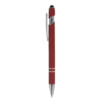 Pen van gerecycled aluminium met stevige clip en blauwe inkt kleur donkerrood derde weergave