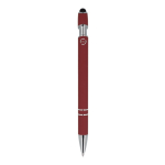 Pen van gerecycled aluminium met stevige clip en blauwe inkt kleur donkerrood vierde weergave