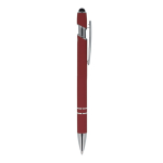 Pen van gerecycled aluminium met stevige clip en blauwe inkt kleur donkerrood vijfde weergave