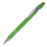 Pen van gerecycled aluminium met stevige clip en blauwe inkt kleur limoen groen