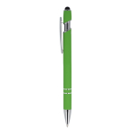Pen van gerecycled aluminium met stevige clip en blauwe inkt kleur limoen groen derde weergave