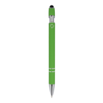 Pen van gerecycled aluminium met stevige clip en blauwe inkt kleur limoen groen vierde weergave