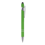 Pen van gerecycled aluminium met stevige clip en blauwe inkt kleur limoen groen vijfde weergave