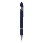 Pen van gerecycled aluminium met stevige clip en blauwe inkt kleur donkerblauw vijfde weergave