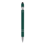 Pen van gerecycled aluminium met stevige clip en blauwe inkt kleur donkergroen vierde weergave