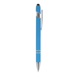 Pen van gerecycled aluminium met stevige clip en blauwe inkt kleur lichtblauw vijfde weergave