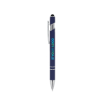 Pen van gerecycled aluminium met stevige clip en blauwe inkt met afdrukgebied
