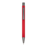 Gerecyclede aluminium balpen met zachte coating en blauwe inkt kleur rood tweede weergave