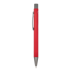 Gerecyclede aluminium balpen met zachte coating en blauwe inkt kleur rood derde weergave