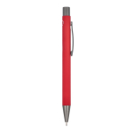Gerecyclede aluminium balpen met zachte coating en blauwe inkt kleur rood vijfde weergave