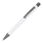 Gerecyclede aluminium balpen met zachte coating en blauwe inkt kleur wit