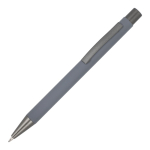 Gerecyclede aluminium balpen met zachte coating en blauwe inkt kleur grijs