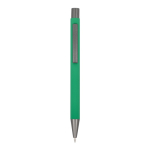 Gerecyclede aluminium balpen met zachte coating en blauwe inkt kleur groen tweede weergave