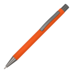 Gerecyclede aluminium balpen met zachte coating en blauwe inkt kleur oranje