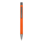 Gerecyclede aluminium balpen met zachte coating en blauwe inkt kleur oranje tweede weergave
