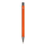 Gerecyclede aluminium balpen met zachte coating en blauwe inkt kleur oranje vierde weergave