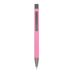 Gerecyclede aluminium balpen met zachte coating en blauwe inkt kleur roze tweede weergave