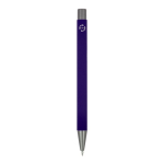 Gerecyclede aluminium balpen met zachte coating en blauwe inkt kleur paars vierde weergave
