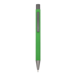 Gerecyclede aluminium balpen met zachte coating en blauwe inkt kleur limoen groen tweede weergave