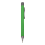 Gerecyclede aluminium balpen met zachte coating en blauwe inkt kleur limoen groen vijfde weergave