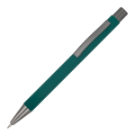 Gerecyclede aluminium balpen met zachte coating en blauwe inkt kleur donkergroen