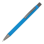 Gerecyclede aluminium balpen met zachte coating en blauwe inkt kleur lichtblauw