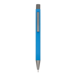 Gerecyclede aluminium balpen met zachte coating en blauwe inkt kleur lichtblauw tweede weergave