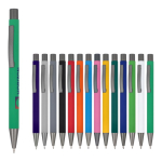 Gerecyclede aluminium balpen met zachte coating en blauwe inkt