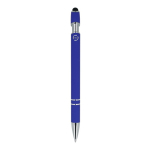 Balpen van gerecycled aluminium met stevige clip en zwarte inkt kleur blauw vierde weergave
