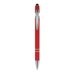 Balpen van gerecycled aluminium met stevige clip en zwarte inkt kleur rood tweede weergave
