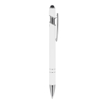 Balpen van gerecycled aluminium met stevige clip en zwarte inkt kleur wit vijfde weergave