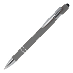 Balpen van gerecycled aluminium met stevige clip en zwarte inkt kleur grijs